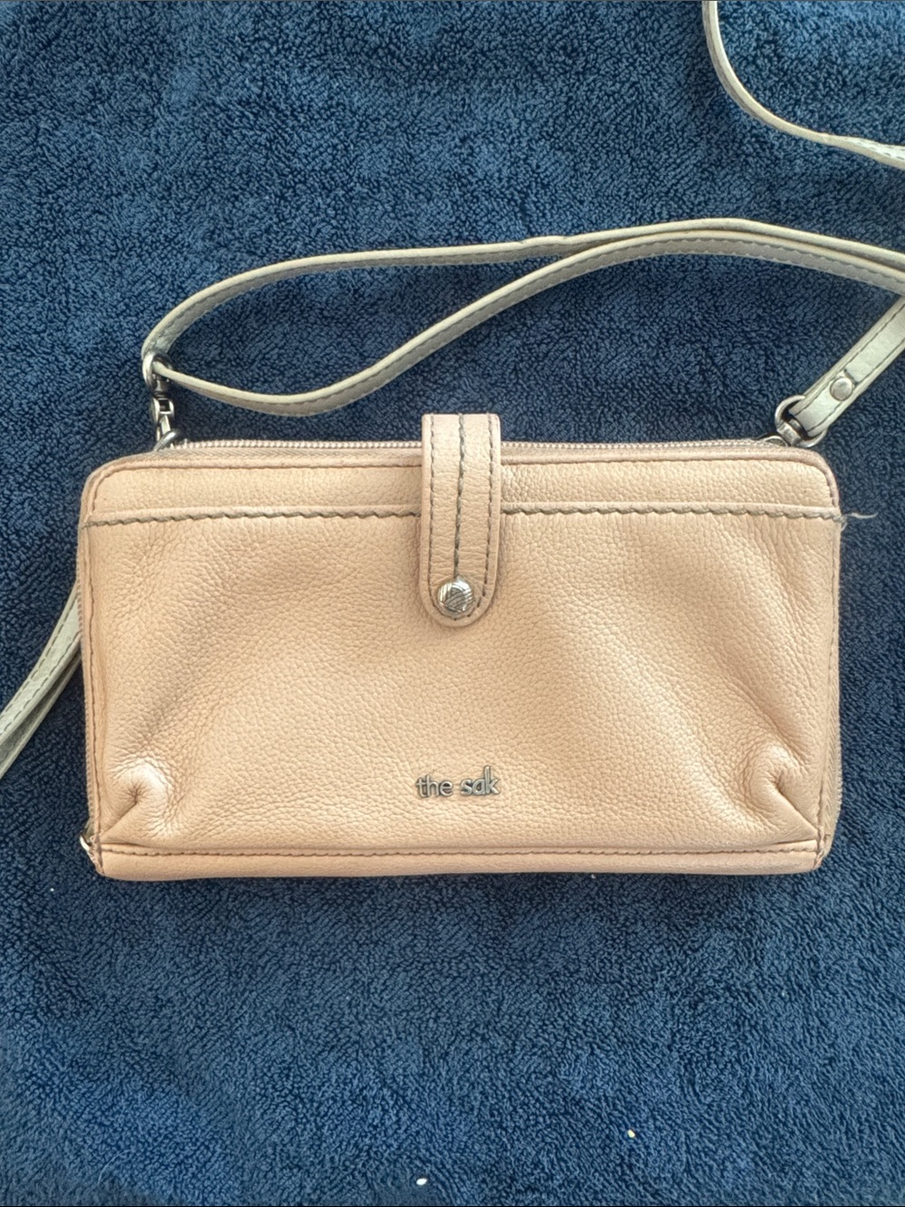 The Sak Blush Pink Pebbled Leather Crossbody Wallet